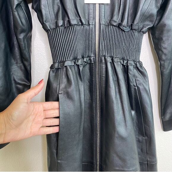 FRAME 100% Lamb Leather Trench Coat Black XS $2800 NWT - Picture 6 of 9